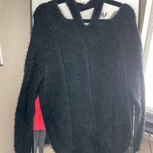 Express Black Fuzzy Cut Out Sweater